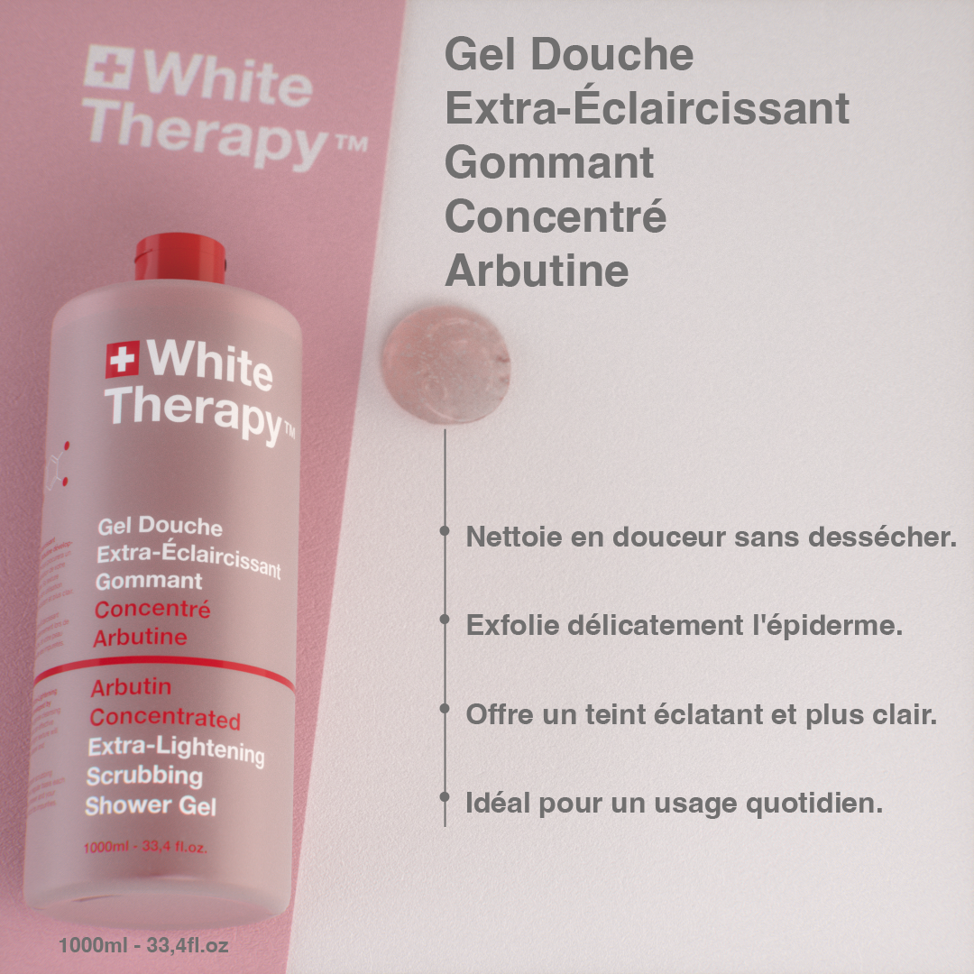 White Therapy + Gel de Ducha Exfoliante Extra-Aclarante Concentrado con Arbutina